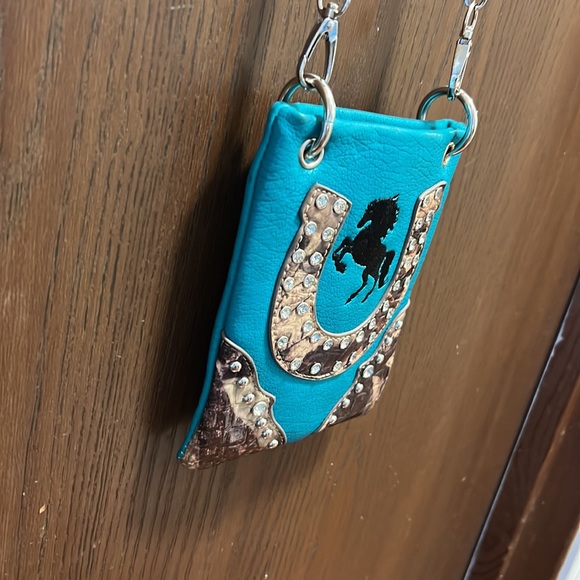 Crossbody Phone bag Horse and Horseshoe Blue - Picture 6 of 13